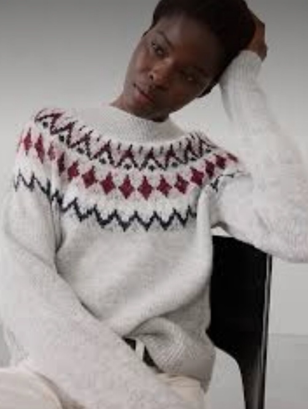 NWT Fair Isle Icelandic Yoke Knit Sweater Classic Nordic XS Banana Republic Grey